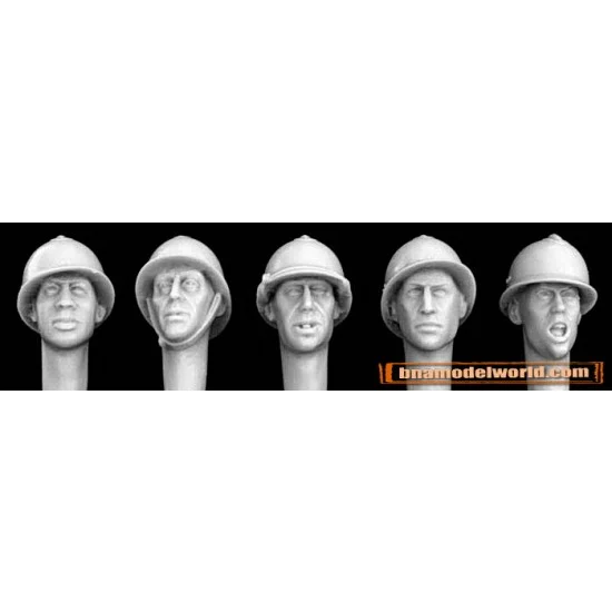Hornet HFH02 1/35 5x Heads with French WWII Type Steel Helmets - Model Figures