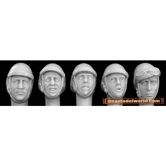 Hornet HFH04 1/35 5x Different Heads with WWII French Tank Helmets - Model Figures