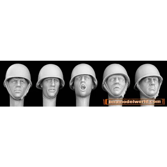 Hornet HFH05 1/35 5x Heads with M51 French Steel Helmets - Model Figures