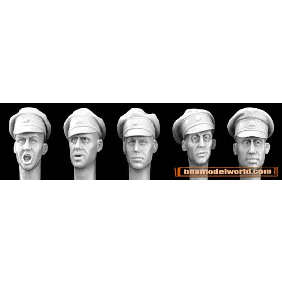 Hornet HGH08 1/35 5x Heads with German SS Officers' Crushed Caps - Model Figures