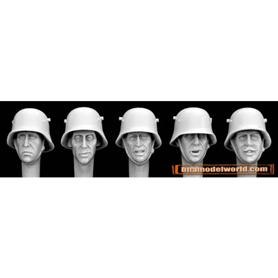 Hornet HGH09 1/35 5x Heads with German M18 Steel Helmets (WWI to WWII) - Model Figures