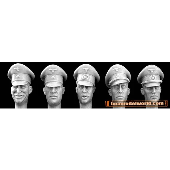 Hornet HGH11 1/35 5x Heads with German Officer Formal Peak/Schirmmutze Caps - Model Figures