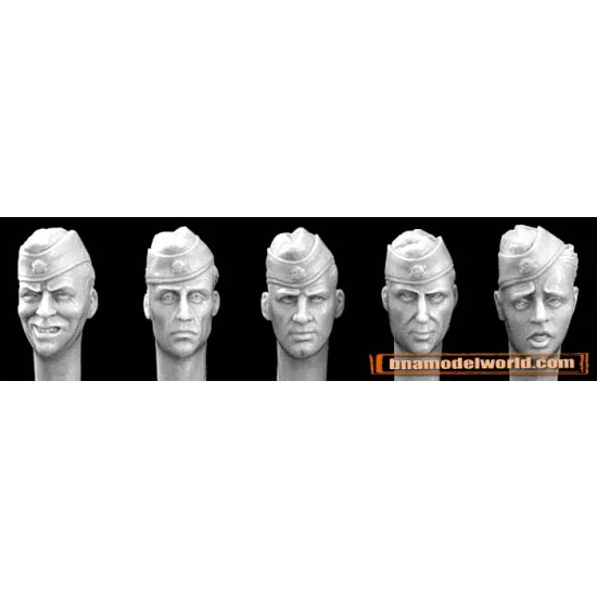 Hornet HGH17 1/35 5x Heads with WWII SS Style Side Caps - Model Figures