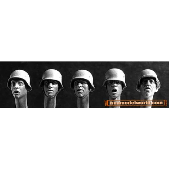 Hornet HGH22 1/35 5x Heads with WWII German Steel Helmets - Model Figures