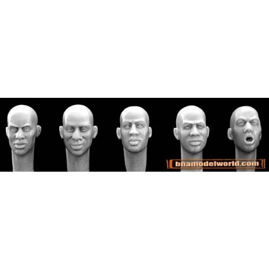 Hornet HH05 1/35 5x Different African Bald Heads - Model Figures
