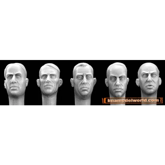 Hornet HH08 1/35 5x Different Middle Aged Euro Heads - Model Figures