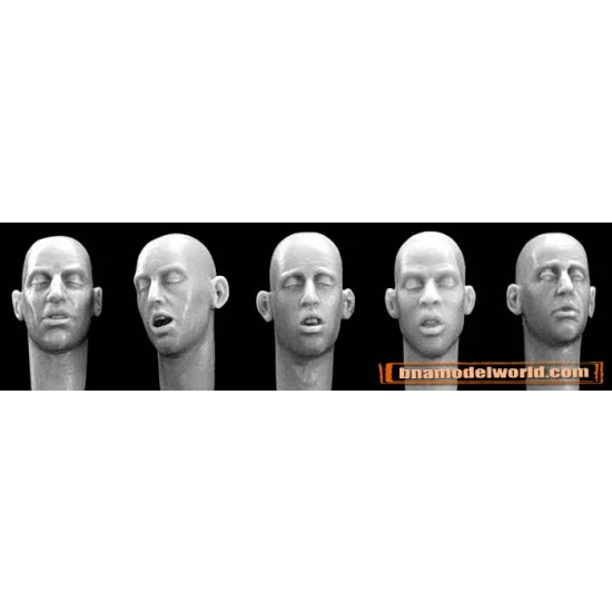 Hornet HH09 1/35 5x Different Bare Heads with Sleeping/Exhausted Faces - Model Figures