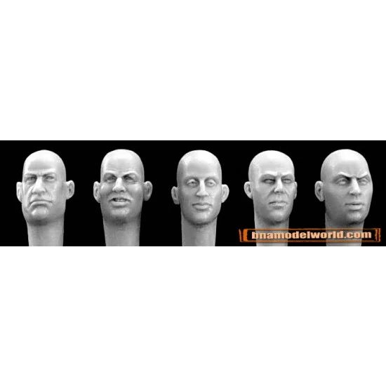 Hornet HH16 1/35 5x More European Bald Heads (Add hairstyle or Headgear as desired) - Model Figures