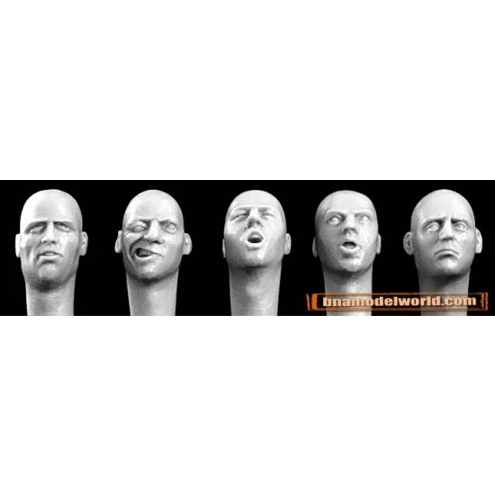 Hornet HH25 1/35 5x Varied Bald Heads with European faces - Model Figures