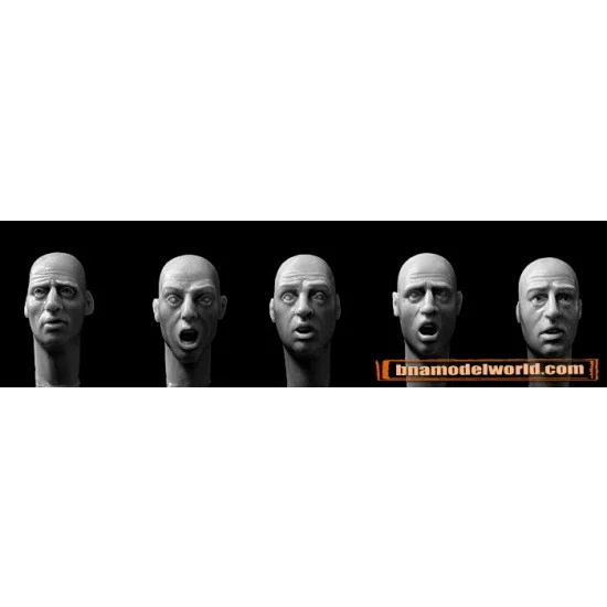 Hornet HH30 1/35 5x Heads with Anxious or Frightened Expressions - Model Figures