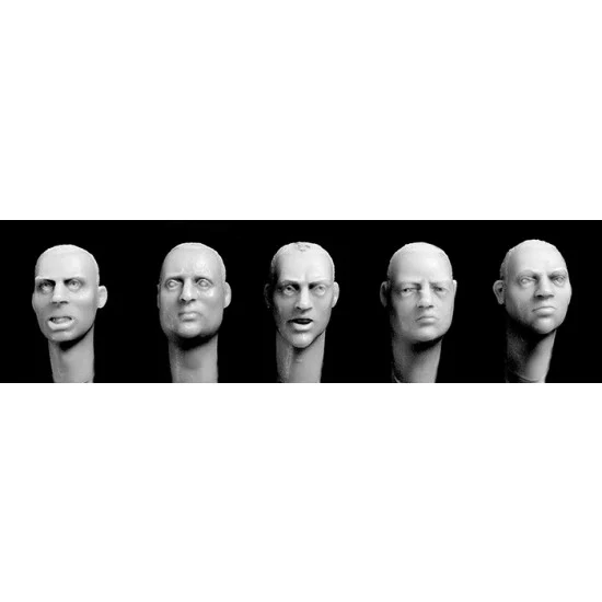 Hornet HH39 1/35 5x European Heads with Defined Irises, Stubble Haircuts - Model Figures