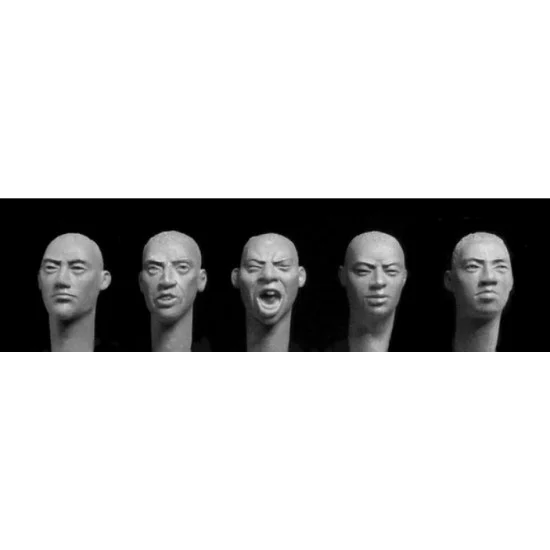 Hornet HH44 1/35 5x Different Heads with Central Asian Features, Cropped Hair - Model Figures