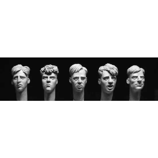 Hornet HH46 1/35 5 Heads with 1940/50s Short Back and Sides' Haircuts - Model Figures
