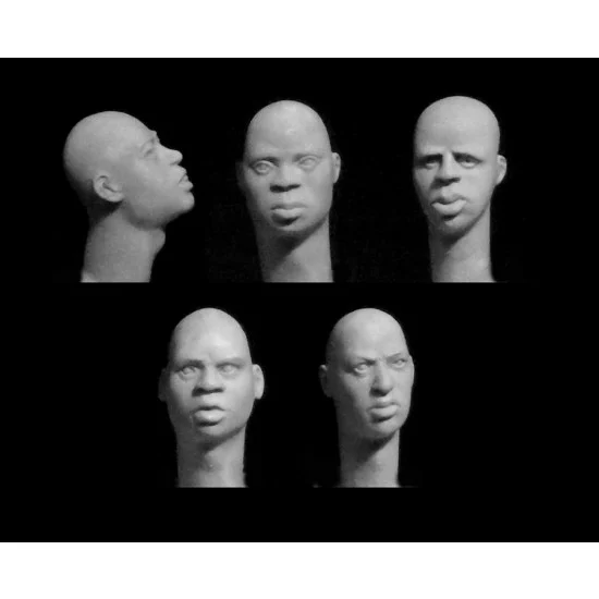 Hornet HH48 1/35 5x Bare Heads Black African Features - Model Figures