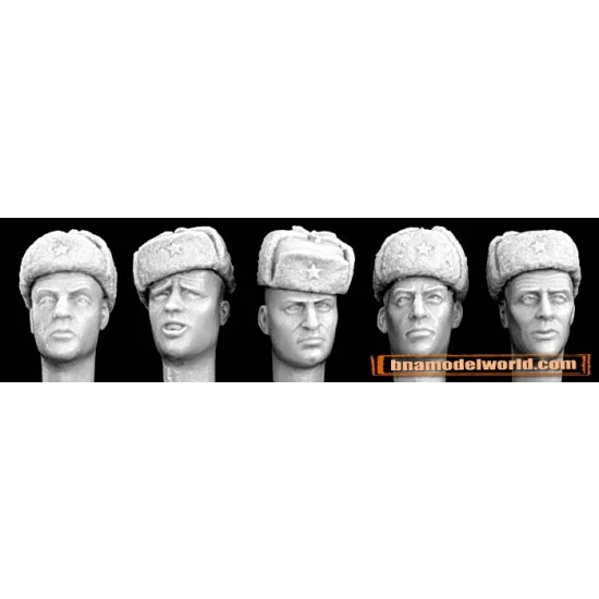 Hornet HRH06 1/35 5x Heads with WWII Soviet Style Ushanka Winter Caps - Model Figures