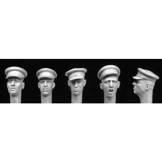 Hornet HRH07 1/35 5x Heads Wearing WWII Soviet Officer's Caps - Model Figures