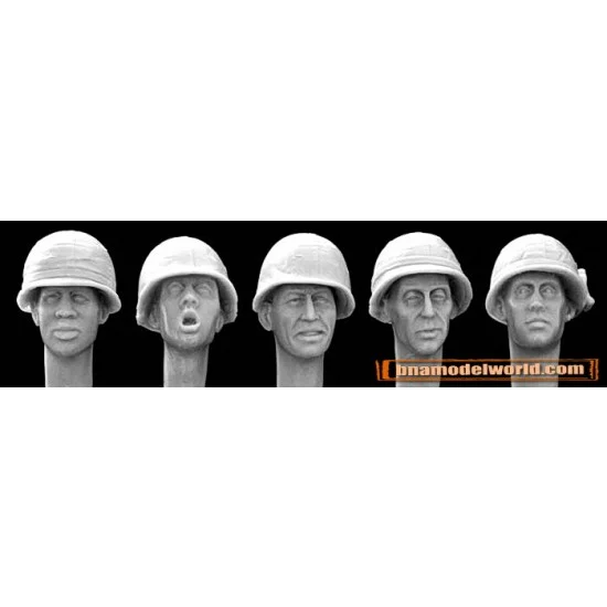 Hornet HUH02 1/35 5x Heads with US M1 with Cloth Cover in Vietnam War - Model Figures