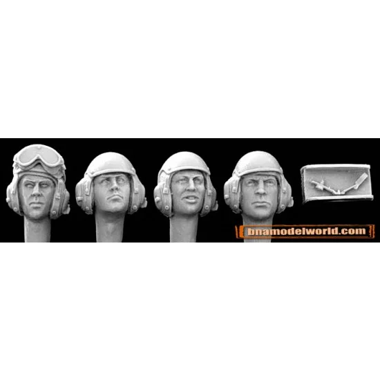 Hornet HUH07 1/35 4x Heads for Modern US Tank Crew with Head Gear & Mics - Model Figures