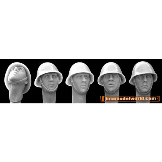 Hornet HWH03 1/35 5x Heads with WWII Dutch/Romanian Steel Helmets - Model Figures