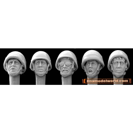 Hornet HZH02 1/35 5x Heads with Israeli Infantry Helmets 1980s/1990s - Model Figures