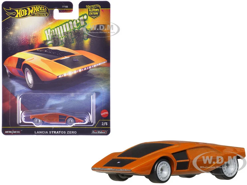 Lancia Stratos Zero Concept Car Orange Metallic "Hammer Drop" Series Diecast Model Car by Hot Wheels - Lancia Models