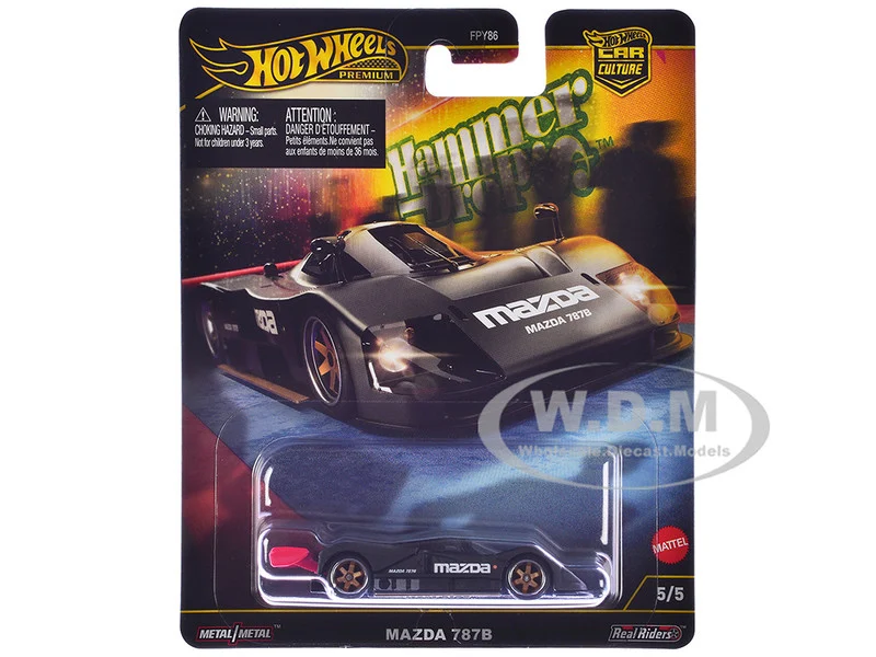 Mazda 787B Prototype Race Car Black "Hammer Drop" Series Diecast Model Car by Hot Wheels - Mazda Models