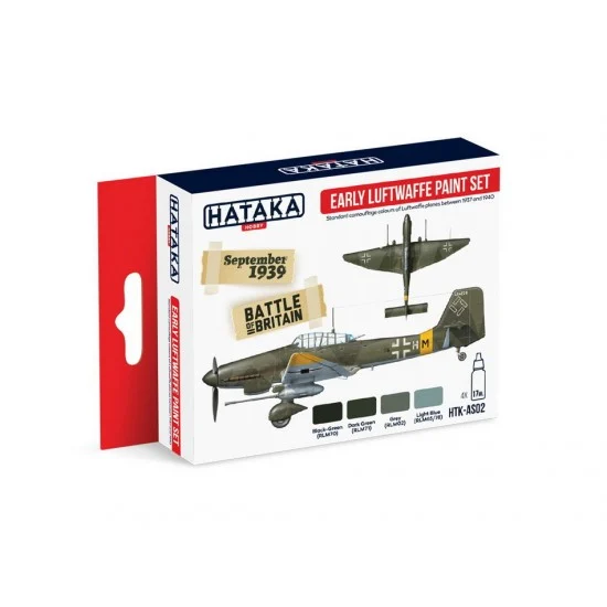 Hataka Hobby AS02 Acrylic Paint Set for Airbrush - Early Luftwaffe Camouflage 1937-1940 (17ml x 4)