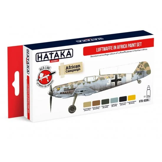 Hataka Hobby AS06-2 Acrylic Paint Set for Airbrush - Luftwaffe Planes in Africa Standard Camouflage Colours (6x17ml)