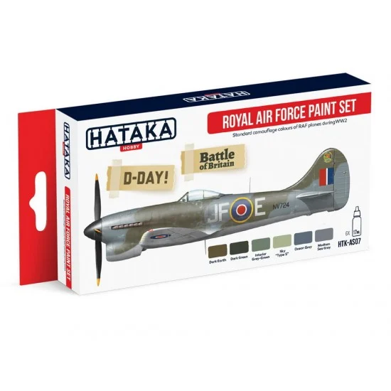 Hataka Hobby AS07 Acrylic Paint Set for Airbrush - WWII Royal Air Force Camouflage (17ml x 6)