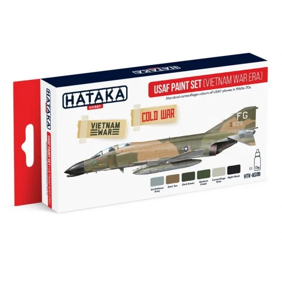 Hataka Hobby AS09 Acrylic Paint Set for Airbrush - USAF in Vietnam War Camouflage 1960s-70s (17ml x 6)