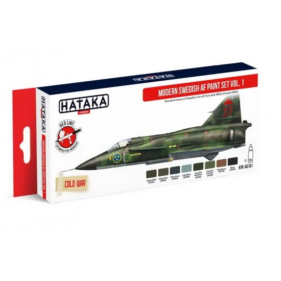 Hataka Hobby AS101 Acrylic Paint Set for Airbrush - Modern Swedish AF Late 1950s to Early 1990s Vol.1 (17ml x 8)