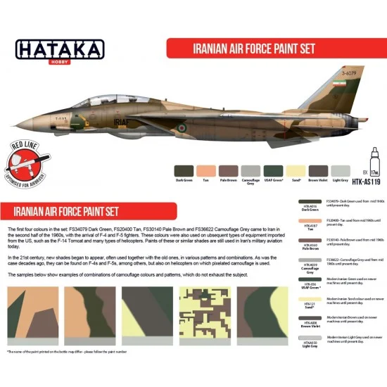 Hataka Hobby AS119 Acrylic Paint Set for Airbrush - Iranian AF (8x 17ml)