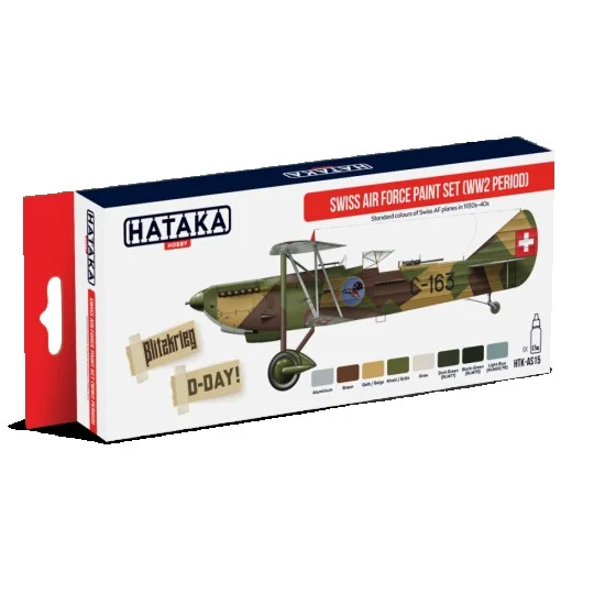Hataka Hobby AS15 Acrylic Paint Set for Airbrush - WWII Swiss Air Force 1930s-1940s (17ml x 8)