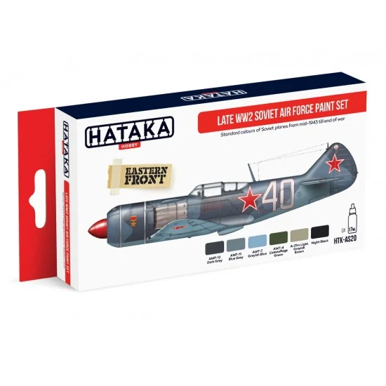 Hataka Hobby AS20 Acrylic Paint Set for Airbrush - WWII Late Soviet Air Force from mid-1943 till end of war (17ml x 6)