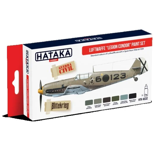 Hataka Hobby AS32 Acrylic Paint Set for Airbrush - Luftwaffe "Legion Condor" in Spain from 1936 till 1939 (17ml x 6)