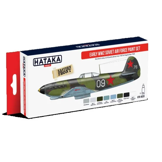 Hataka Hobby AS33 Acrylic Paint Set for Airbrush - Early WWII Soviet Air Force from 1937 till Sep 1943 (17ml x 8)