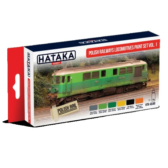 Hataka Hobby AS40 Acrylic Paint Set for Airbrush - Polish Railways Locomotives Set Vol.1: in 2000s (17ml x 6)