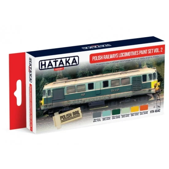 Hataka Hobby AS42 Acrylic Paint Set for Airbrush - Polish Railways Locomotives Set Vol.2: mid-1960s-early 2000s (17mlx6)