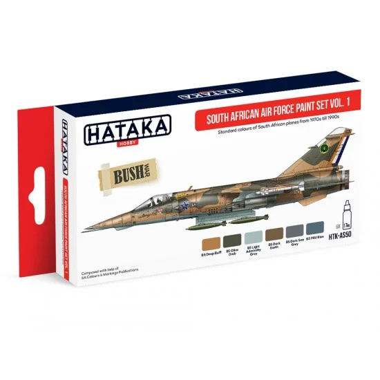 Hataka Hobby AS50 Acrylic Paint Set for Airbrush - South African Air Force Vol.1: from 1970s till 1990s (17ml x 6)