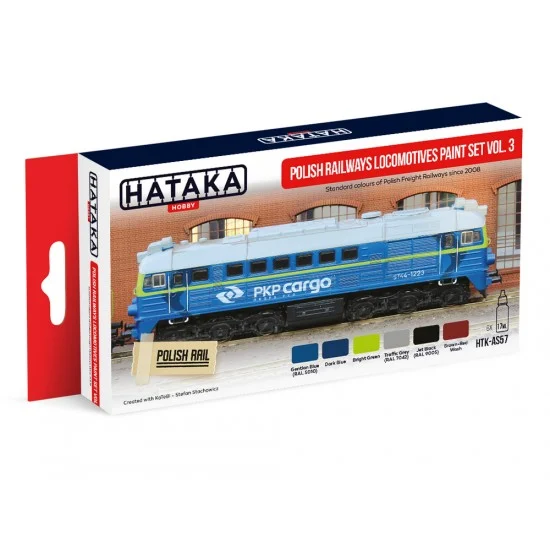 Hataka Hobby AS57 Acrylic Paint Set for Airbrush - Polish Railways Locomotives Vol.3: since 2008 (17ml x 6)