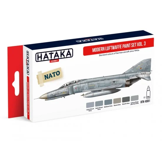 Hataka Hobby AS61 Acrylic Paint Set for Airbrush - Modern Luftwaffe Vol.3: since 1990s (17ml x 6)