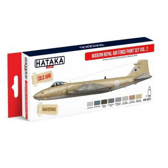Hataka Hobby AS73 Acrylic Paint Set for Airbrush - Modern Royal Air Force Vol.2: RAF Aircraft from 1950s-1990s (17ml x 8)