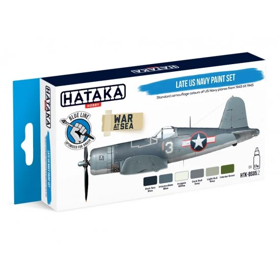 Hataka Hobby BS05-2 Acrylic Paint for Brush - Late US Navy Planes 1943-1945 Camouflage Colours (6 x 17ml)