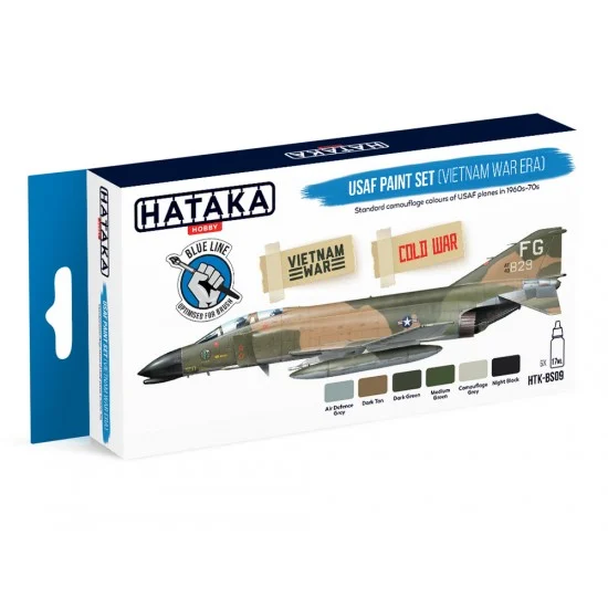 Hataka Hobby BS09 Acrylic Paint for Brush - USAF in Vietnam War Camouflage 1960s-70s (17ml x 6)