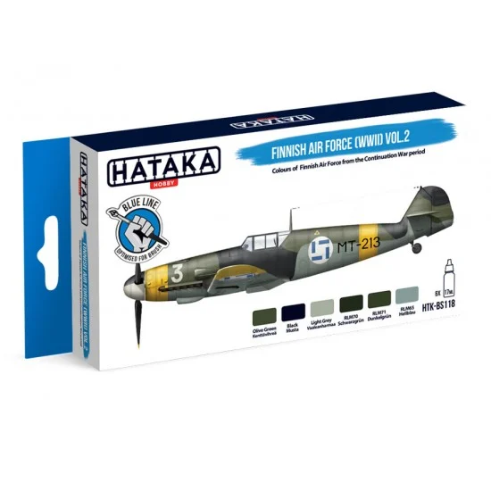 Hataka Hobby BS118 Acrylic Paint Set for Brush - WWII Finnish AF Vol. 2 (6x 17ml)