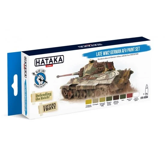 Hataka Hobby BS94 Acrylic Paint for Brush - Late WWII German AFV Standard Colours 1943-1945 (8 x 17ml)