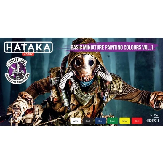 Hataka Hobby DS01 Acrylic w/Pigment Paint Set - Basic Miniature Colours Vol.1 (6x 17ml)