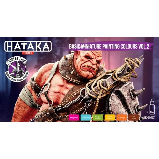 Hataka Hobby DS02 Acrylic w/Pigment Paint Set - Basic Miniature Colours Vol.2 (6x 17ml)