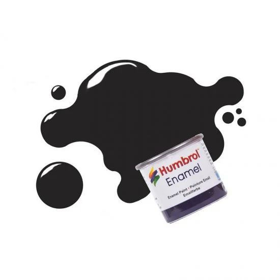 Humbrol 021E Enamel Paint - Black Gloss (14ml)