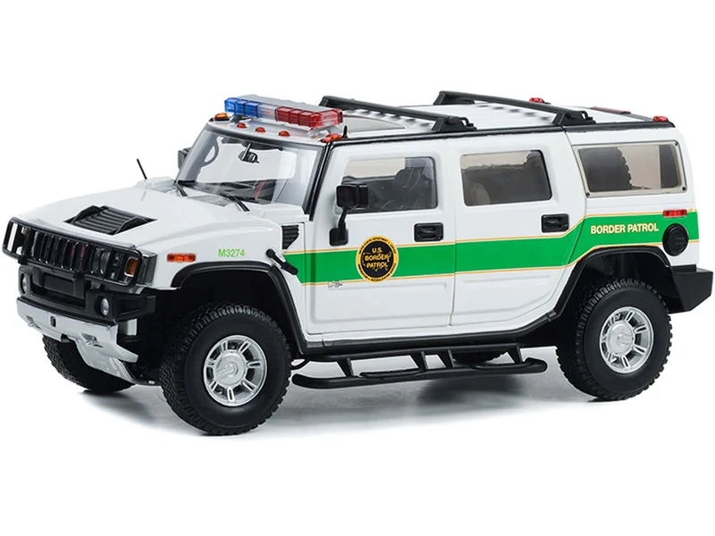 2003 Hummer H2 White U.S Border Patrol 1/18 Diecast Model Car by Highway 61 - Hummer Models